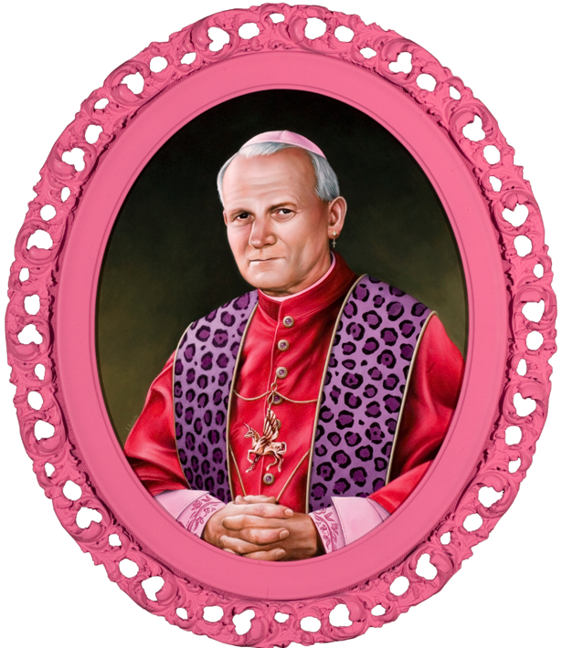 The Pope, acrylic on Masonite, framed